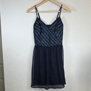 Hollister Navy Sequin Mini Dress Sleeveless Womens Small Babydoll Fairy Sparkly